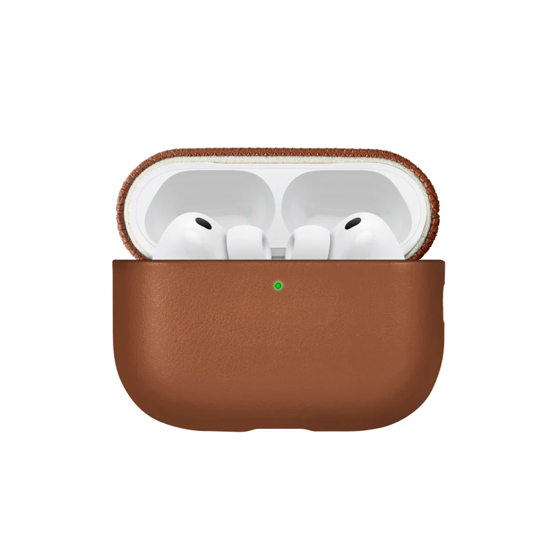 Apple AirPods Pro 3 Kılıf Qi M-Safe Şarj Özellikli Native Union Classic Serisi Suni Deri Kapak Kahverengi