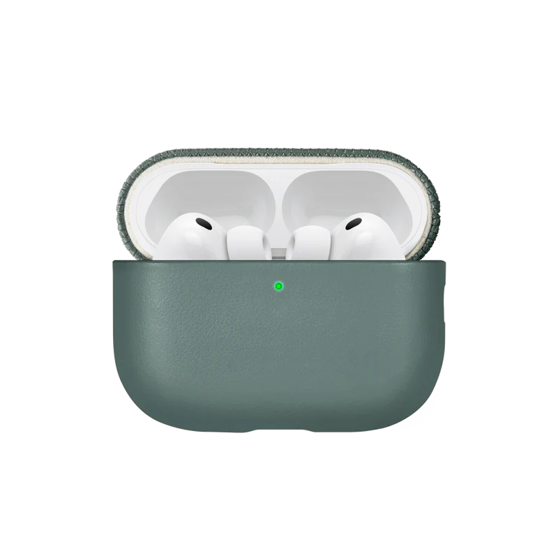 Apple AirPods Pro 3 Kılıf Qi M-Safe Şarj Özellikli Native Union Classic Serisi Suni Deri Kapak Yeşil