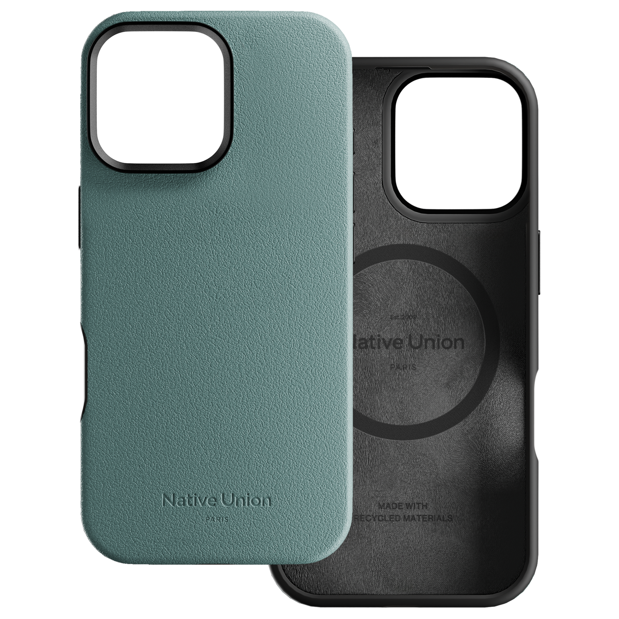 Active Serisi iPhone 16 Pro Max Magsafe Uyumlu Deri Dokulu Yeşil Kılıf