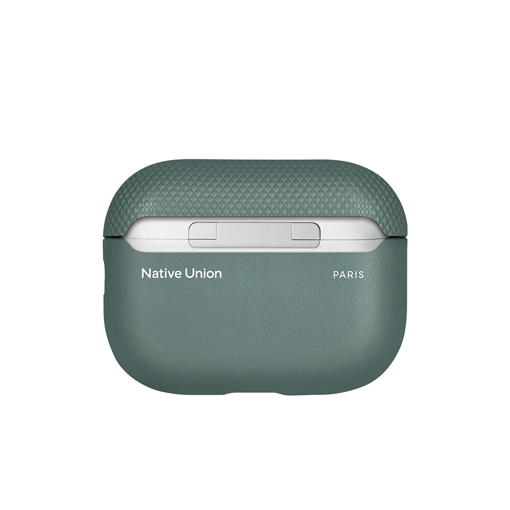 Apple AirPods Pro 3 Kılıf Qi M-Safe Şarj Özellikli Native Union Classic Serisi Suni Deri Kapak Yeşil