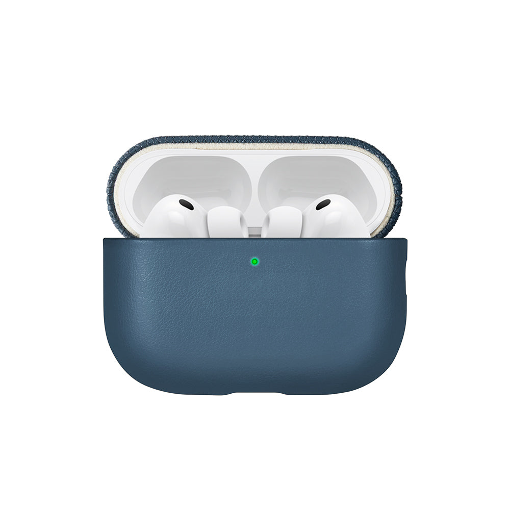 Apple AirPods Pro 3 Kılıf Qi M-Safe Şarj Özellikli Native Union Classic Serisi Suni Deri Kapak Lacivert