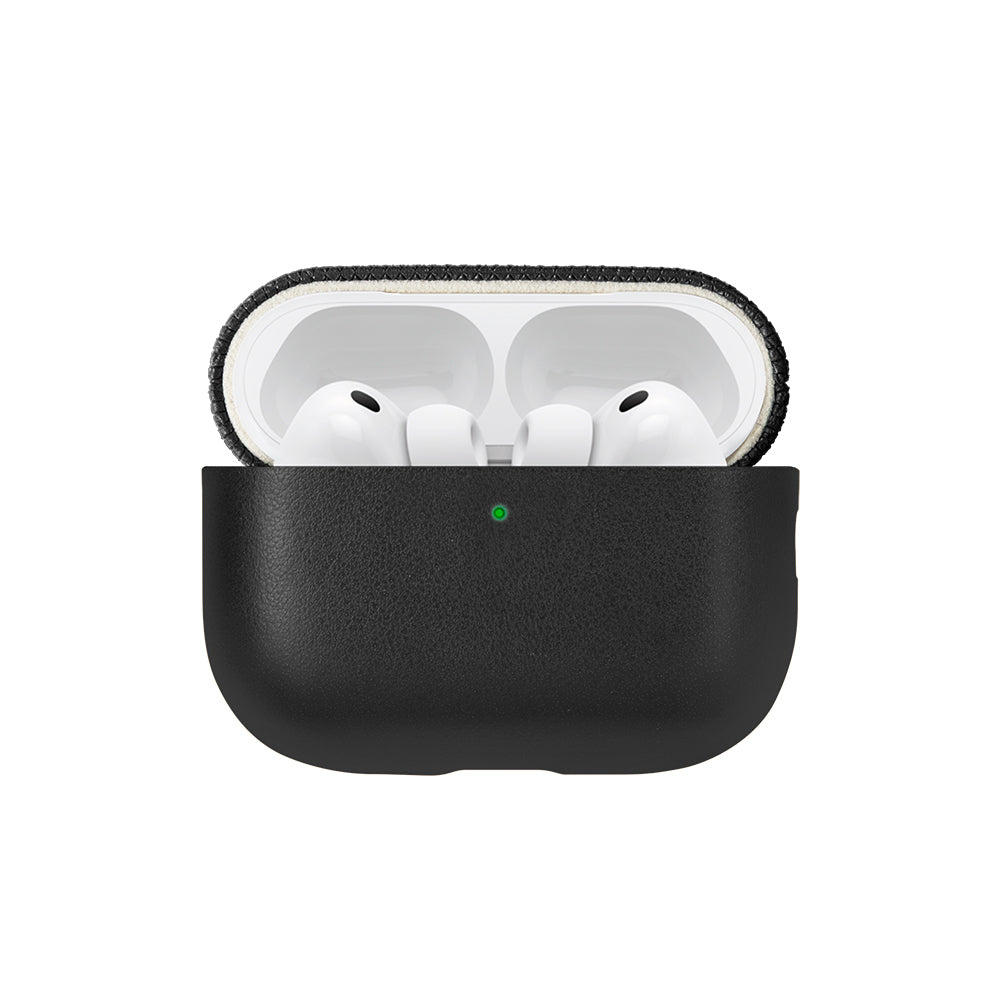 Apple AirPods Pro 3 Kılıf Qi M-Safe Şarj Özellikli Native Union Classic Serisi Suni Deri Kapak Siyah