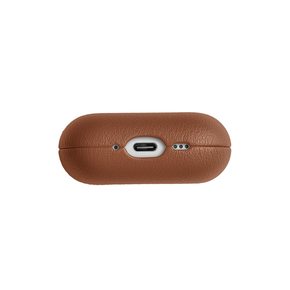 Apple AirPods Pro 3 Kılıf Qi M-Safe Şarj Özellikli Native Union Classic Serisi Suni Deri Kapak Kahverengi