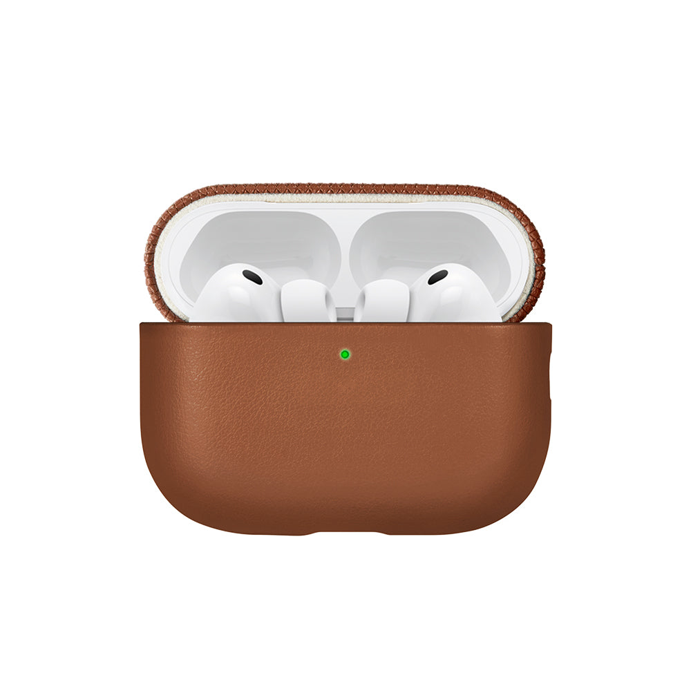 Apple AirPods Pro 3 Kılıf Qi M-Safe Şarj Özellikli Native Union Classic Serisi Suni Deri Kapak Kahverengi