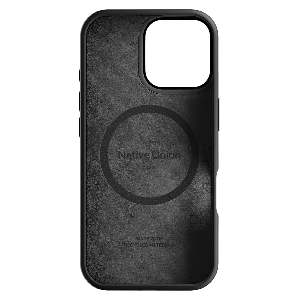 Apple iPhone 16 Pro Kılıf M-safe Şarj Özellikli Deri Görünümlü Native Union 2024 Active Serisi Kapak Siyah