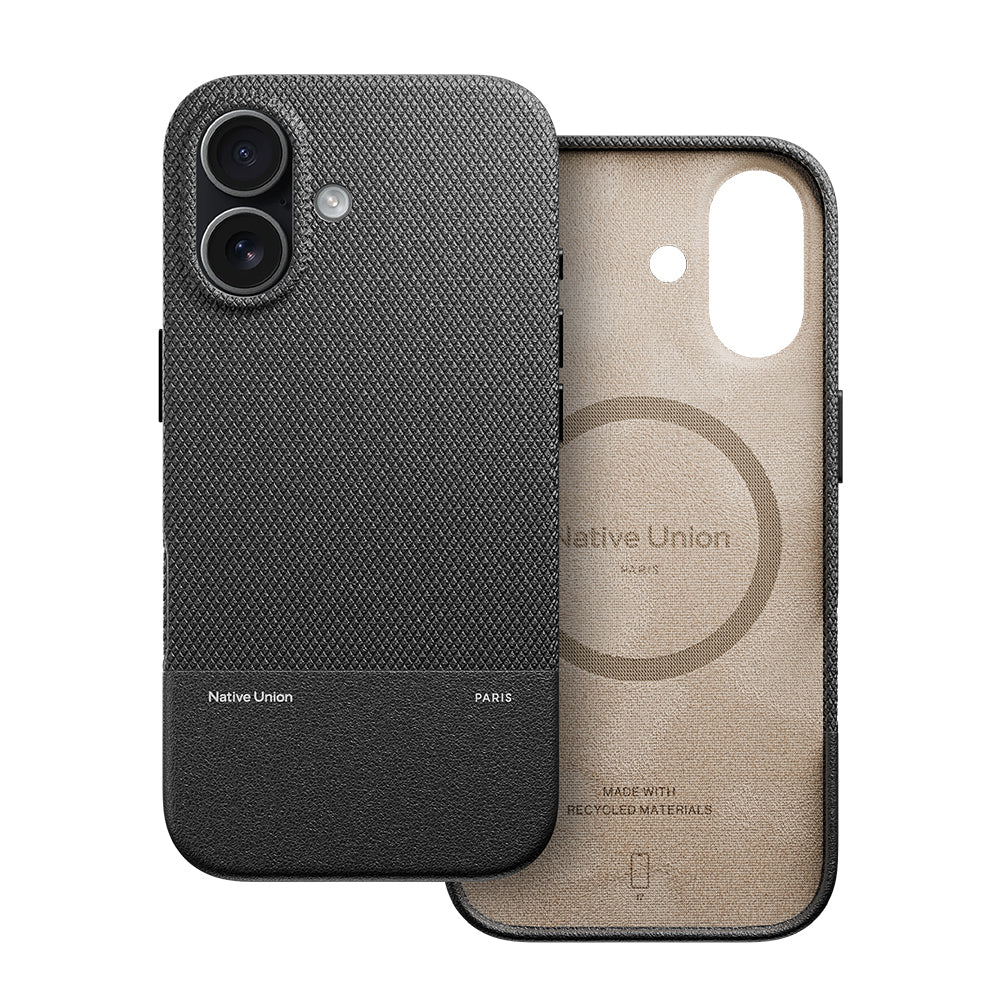 Apple iPhone 17 Kılıf M-safe Şarj Özellikli Deri Dokulu Native Union RE Classic Serisi Kapak Siyah
