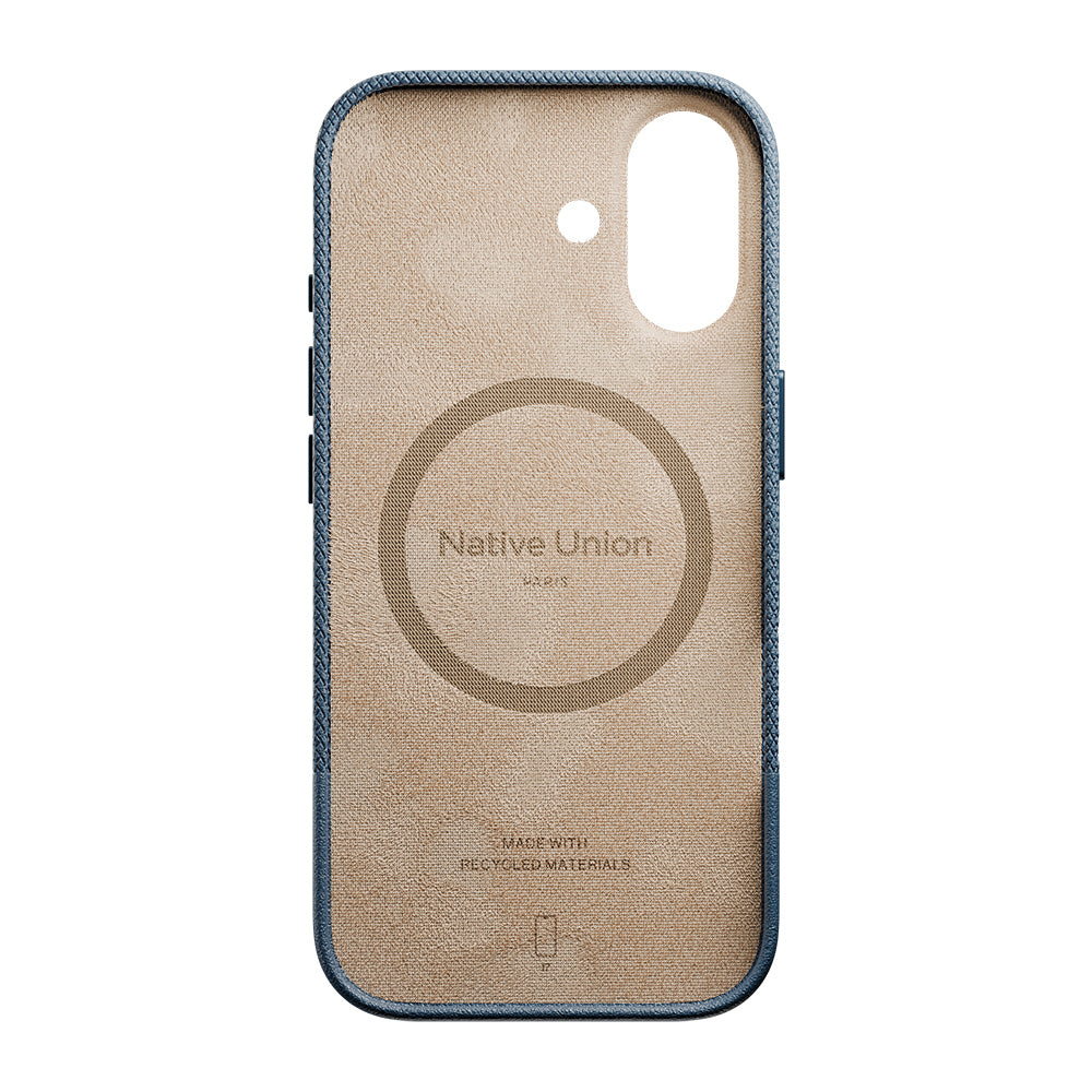 Apple iPhone 17 Kılıf M-safe Şarj Özellikli Deri Dokulu Native Union RE Classic Serisi Kapak Lacivert