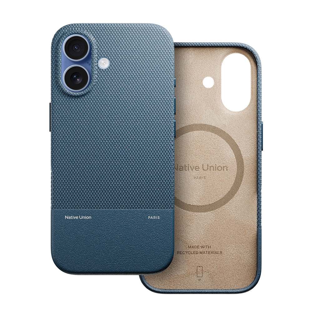 Apple iPhone 17 Kılıf M-safe Şarj Özellikli Deri Dokulu Native Union RE Classic Serisi Kapak Lacivert