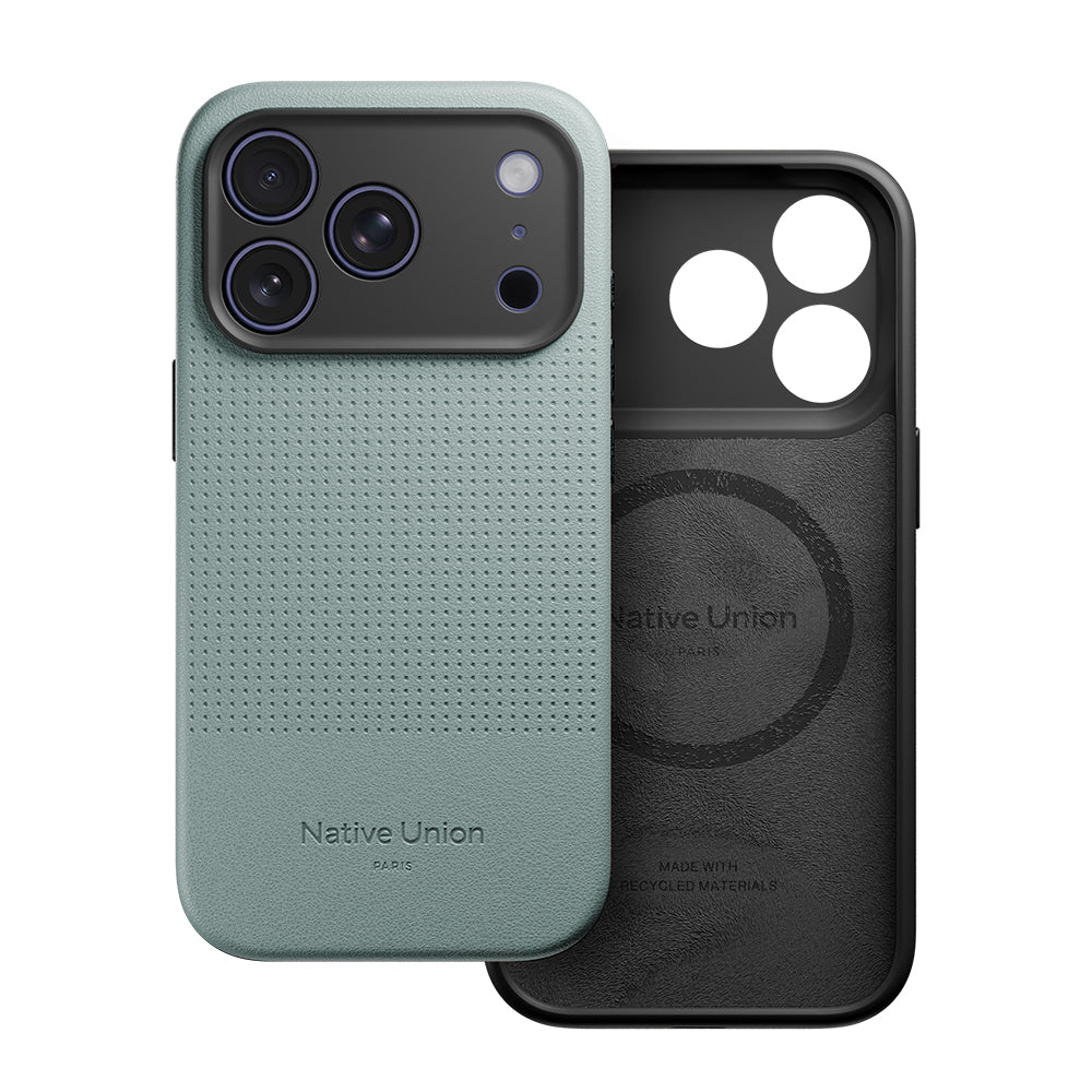 Apple iPhone 17 Pro Kılıf M-safe Şarj Özellikli Deri Dokulu Native Union 2025 Active Serisi Kapak Yeşil