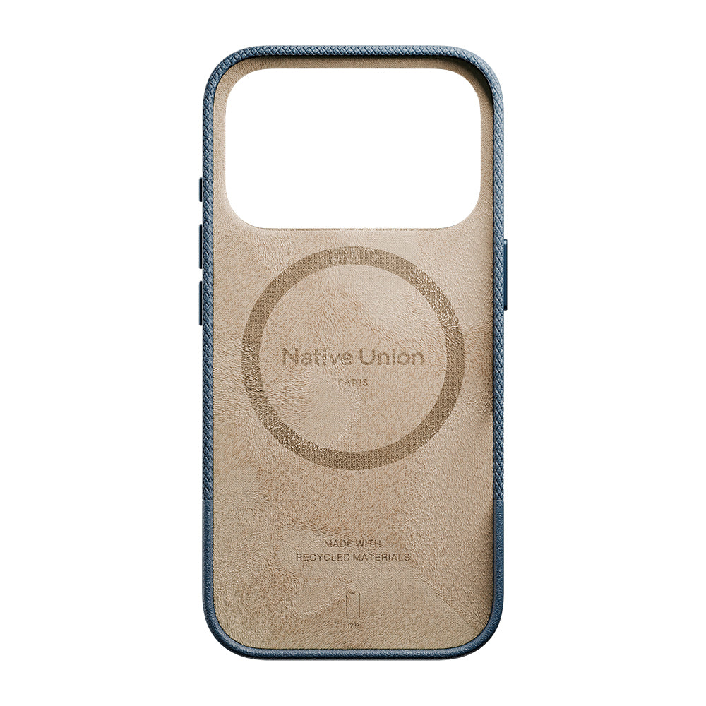 Apple iPhone 17 Pro Kılıf M-safe Şarj Özellikli Deri Dokulu Native Union RE Classic Serisi Kapak Lacivert