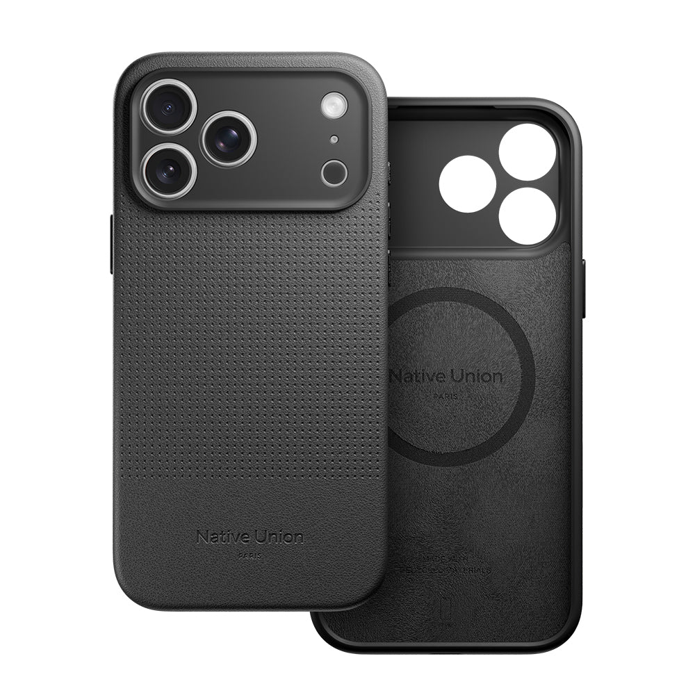 Apple iPhone 17 Pro Max Kılıf M-safe Şarj Özellikli Deri Dokulu Native Union 2025 Active Serisi Kapak Siyah