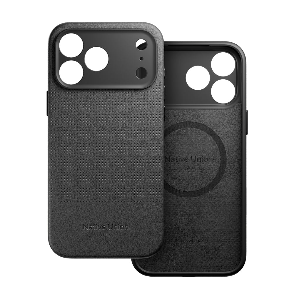 Apple iPhone 17 Pro Max Kılıf M-safe Şarj Özellikli Deri Dokulu Native Union 2025 Active Serisi Kapak Siyah