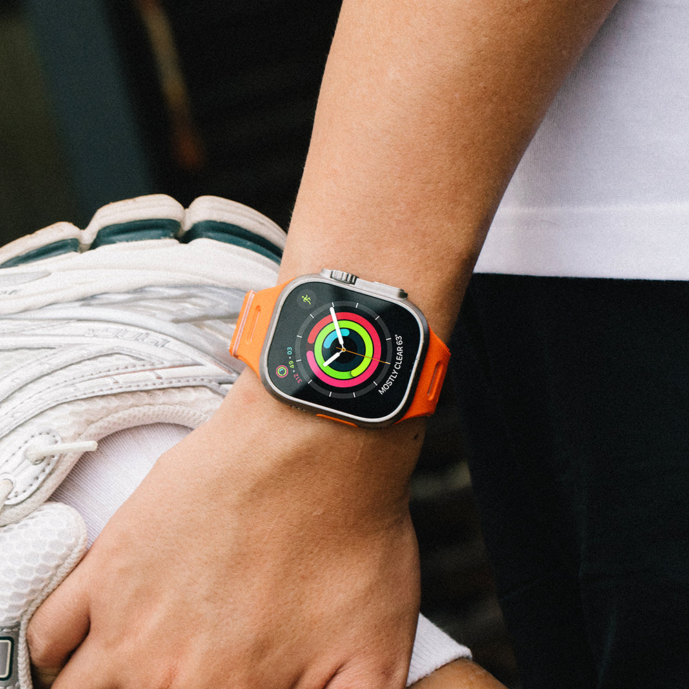 Apple Watch Native Union Active Band Serisi Silikon Kordon Turuncu-Gri