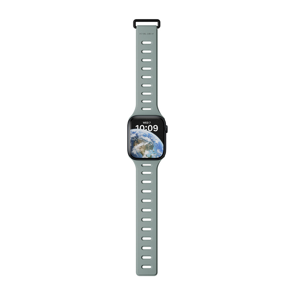 Apple Watch 7 45mm Native Union Active Watch Band Serisi Silikon Kordon Yeşil-Gri