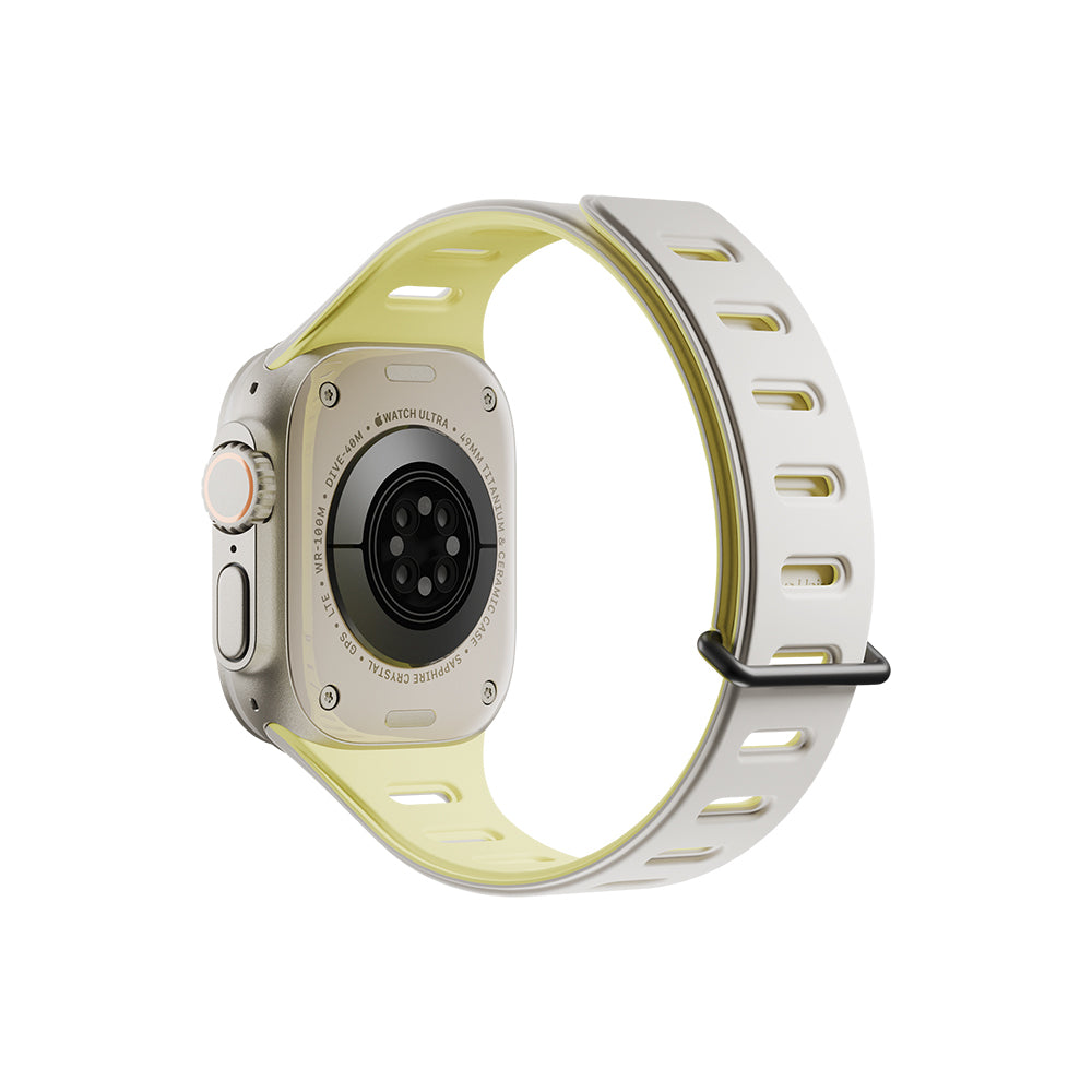 Apple Watch Ultra 49mm Native Union Active Watch Band Serisi Silikon Kordon Gri-Sarı