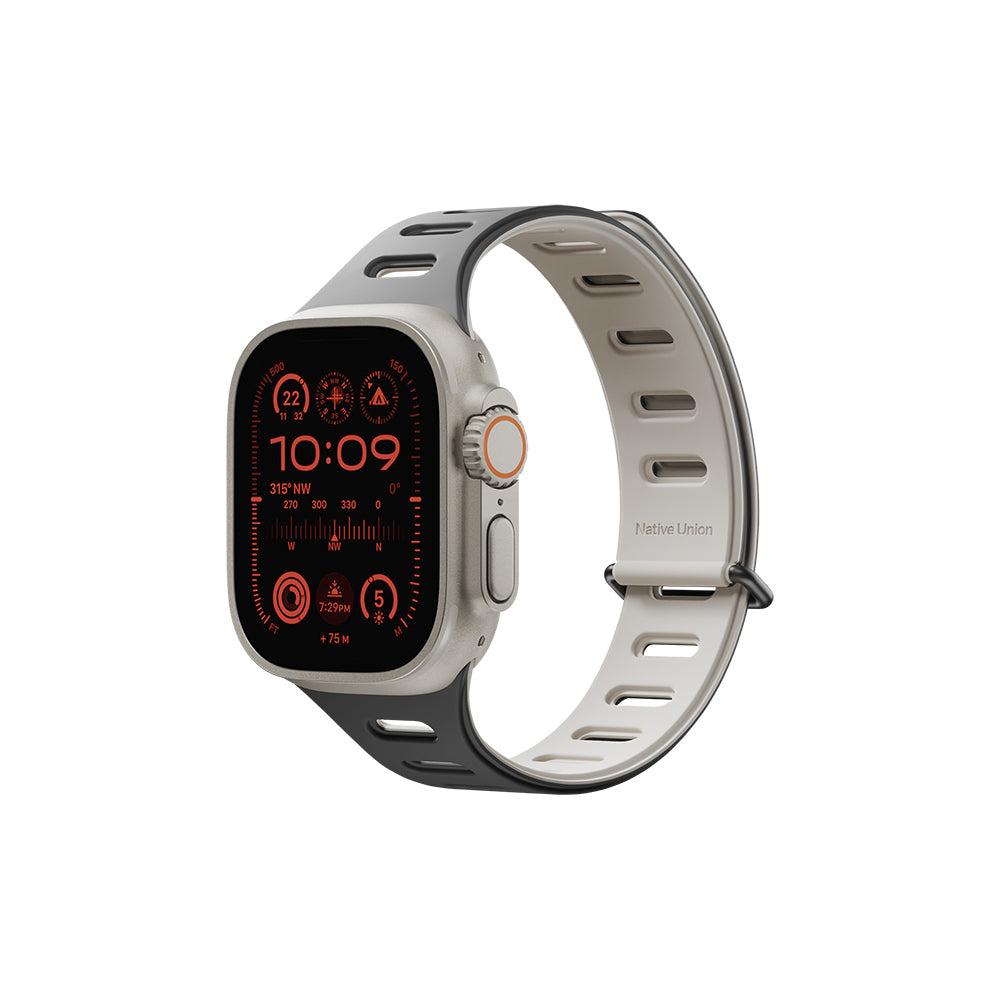 Apple Watch Ultra 49mm Native Union Active Watch Band Serisi Silikon Kordon Siyah-Gri