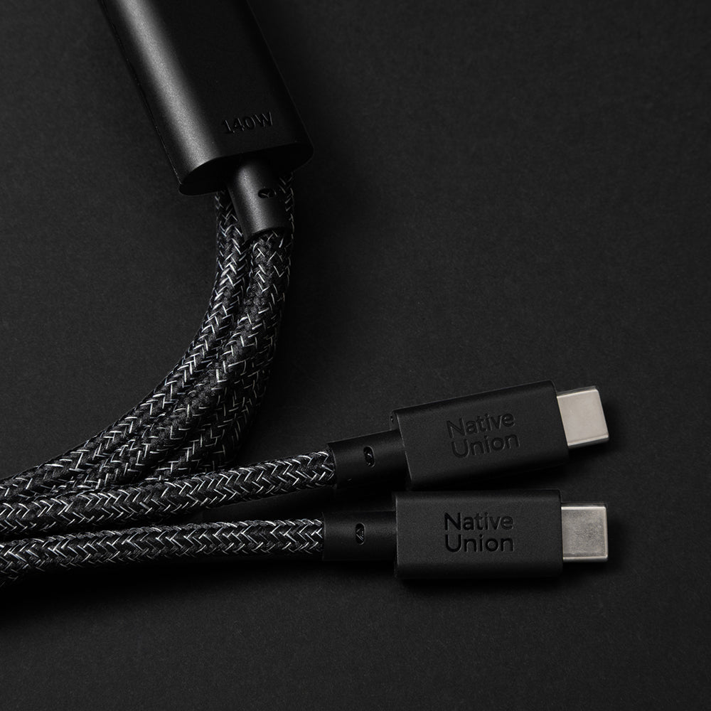 Native Union Belt Serisi PD 2in1 Type-C To Type-C Hızlı Şarj Özellikli Şarj ve Data Kablosu 140W 2M Siyah