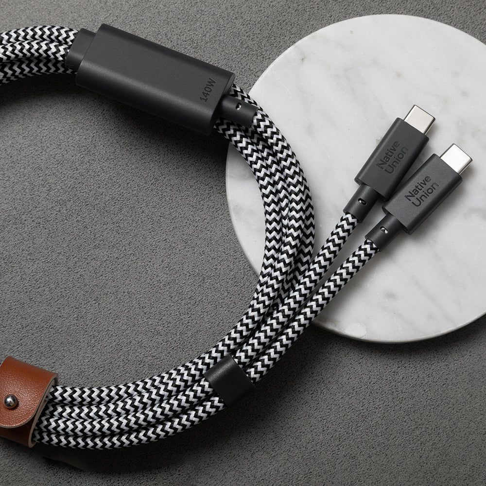 Native Union Belt Serisi PD 2in1 Type-C To Type-C Hızlı Şarj Özellikli Şarj ve Data Kablosu 140W 2M Siyah