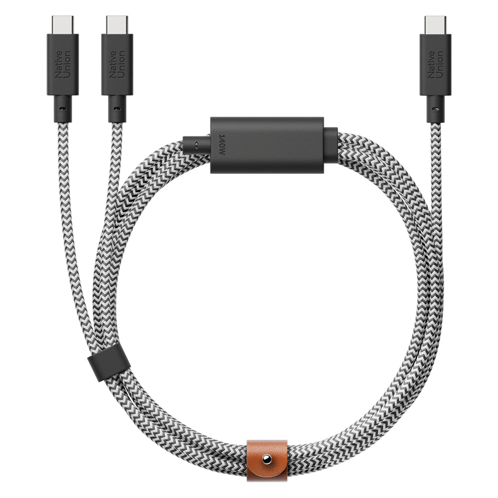 Native Union Belt Serisi PD 2in1 Type-C To Type-C Hızlı Şarj Özellikli Şarj ve Data Kablosu 140W 2M Siyah-Beyaz
