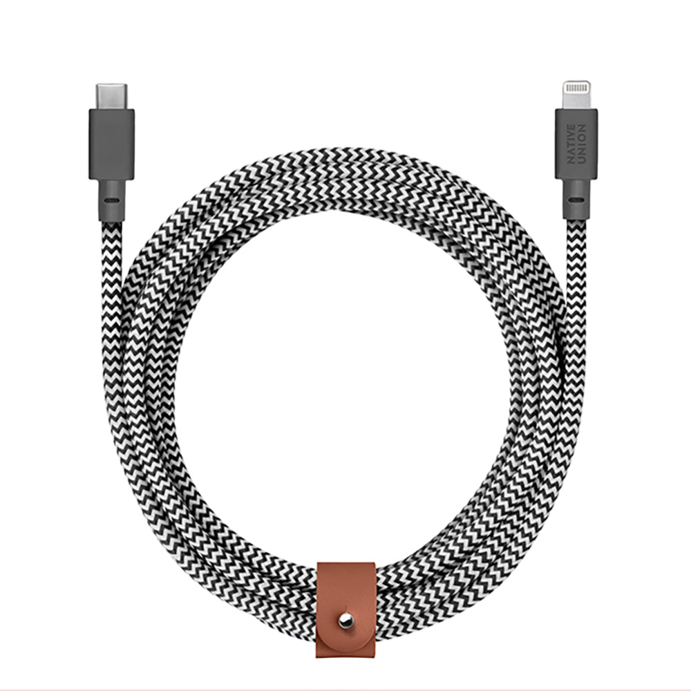 Native Union Belt Serisi Type-C to Lightning Şarj Kablosu 3M Siyah-Beyaz