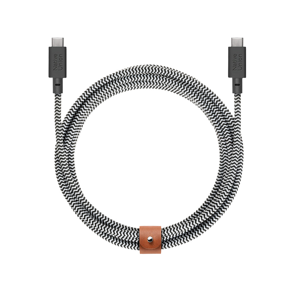 Native Union Belt Serisi Type-C to Type-C Şarj Kablosu 3M Siyah-Beyaz
