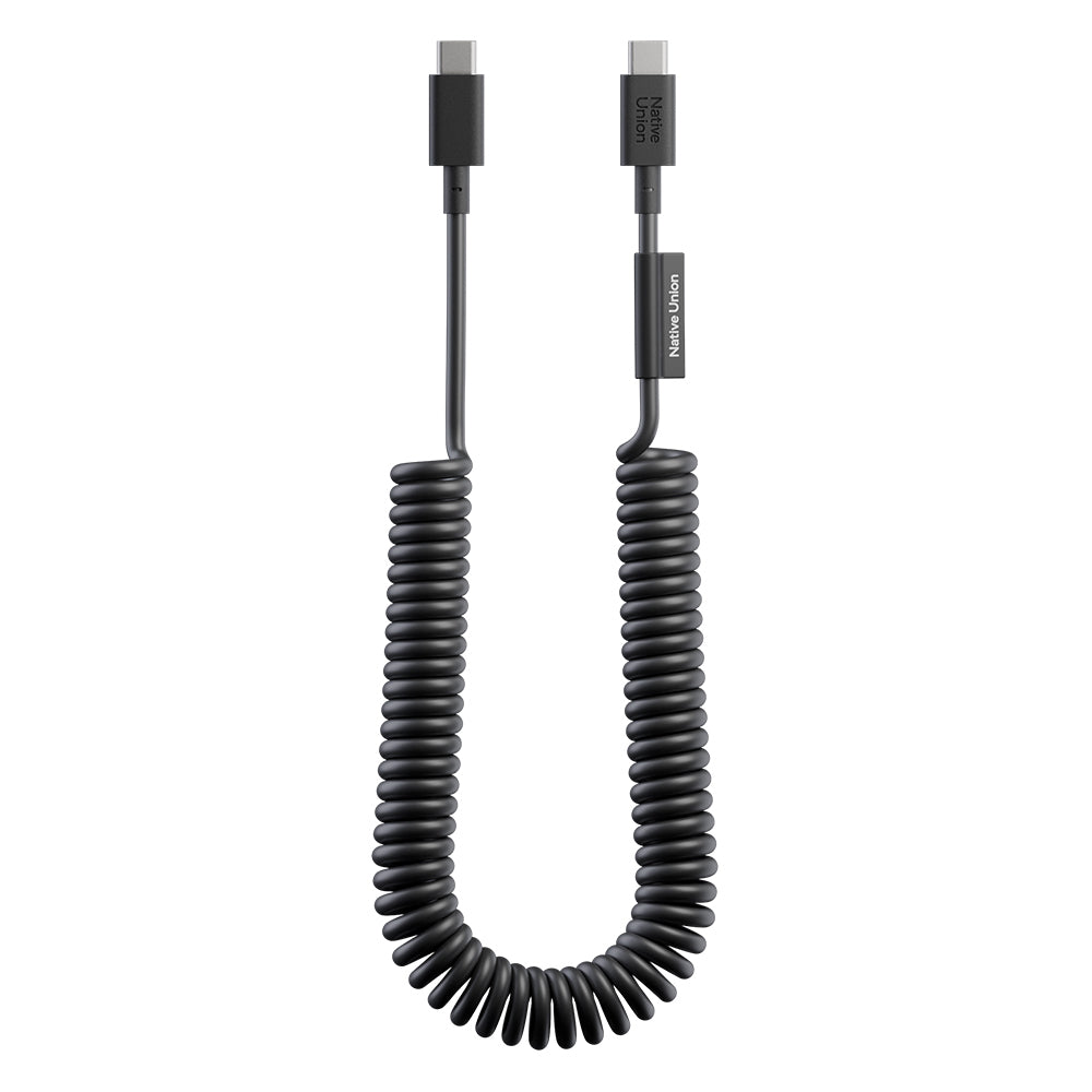 Native Union POP Serisi Type-C to Type-C Spiralli Şarj Kablosu 60W 2.4M Siyah