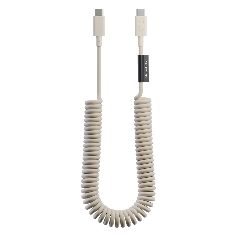 Native Union POP Serisi Type-C to Type-C Spiralli Şarj Kablosu 60W 2.4M Krem