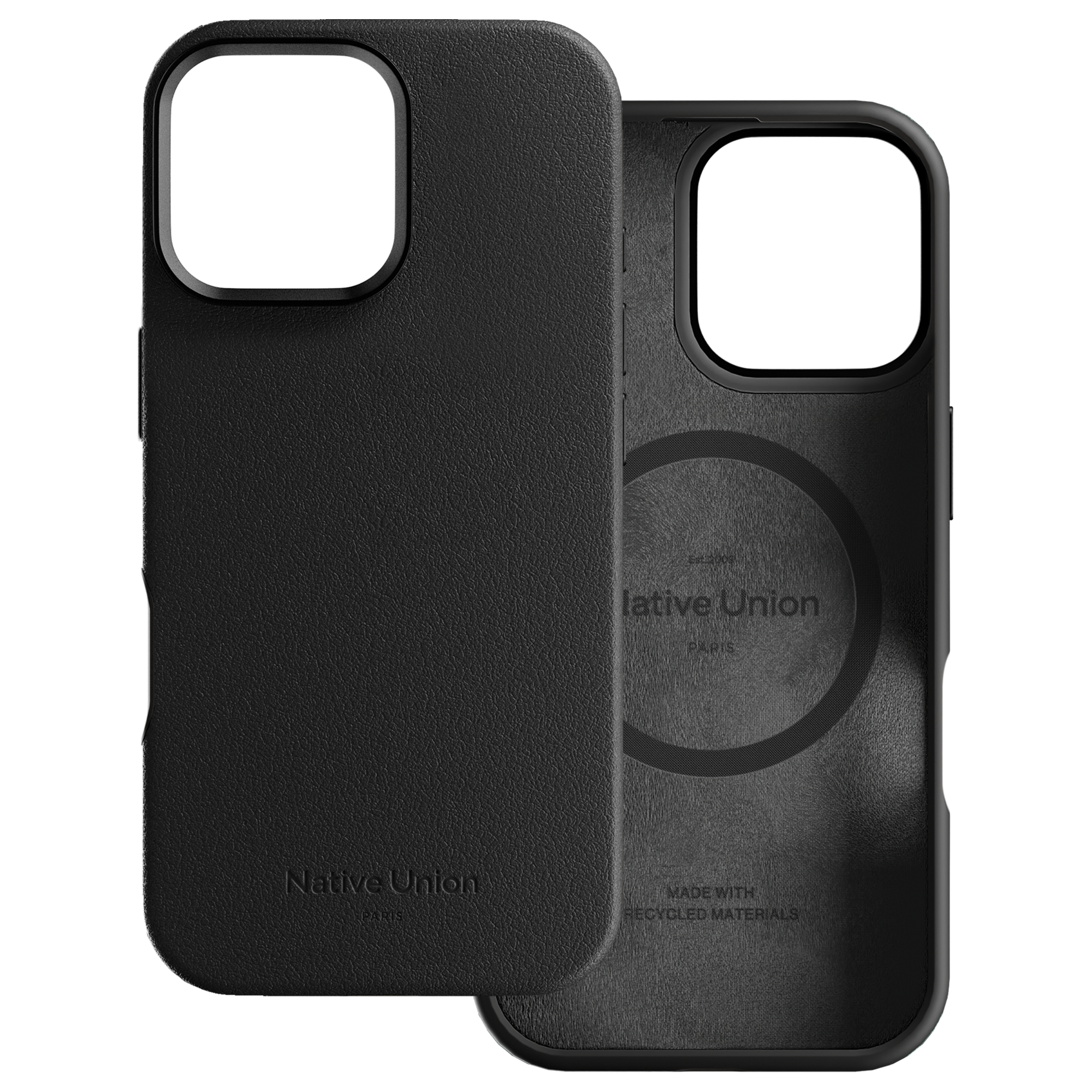 Active Serisi iPhone 16 Pro Max Magsafe Uyumlu Deri Dokulu Siyah Kılıf