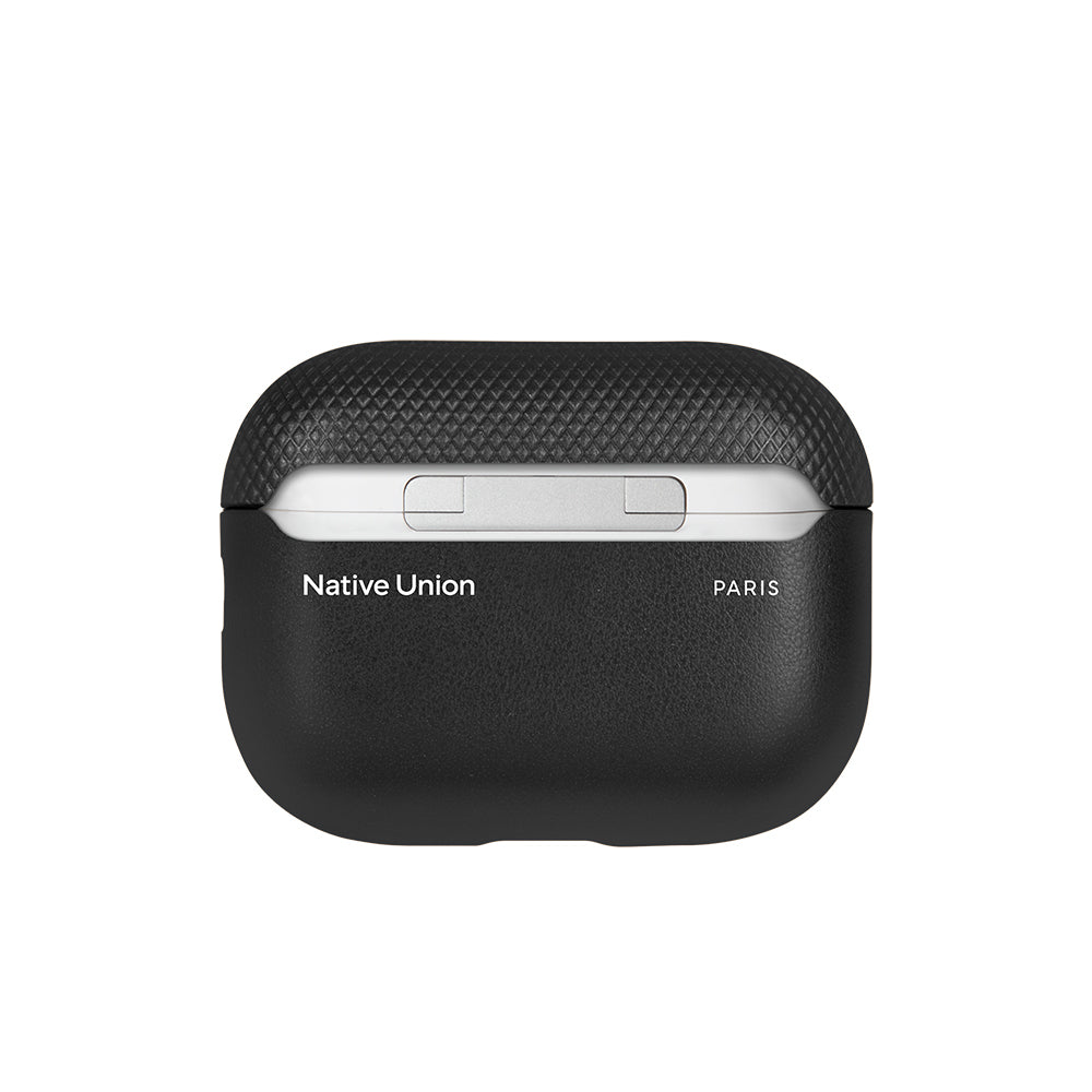 Apple AirPods Pro 3 Kılıf Qi M-Safe Şarj Özellikli Native Union Classic Serisi Suni Deri Kapak Siyah