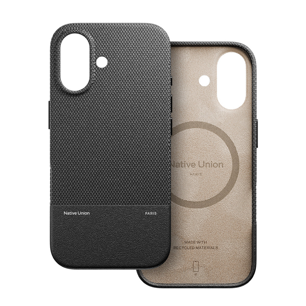 Apple iPhone 17 Kılıf M-safe Şarj Özellikli Deri Dokulu Native Union RE Classic Serisi Kapak Siyah