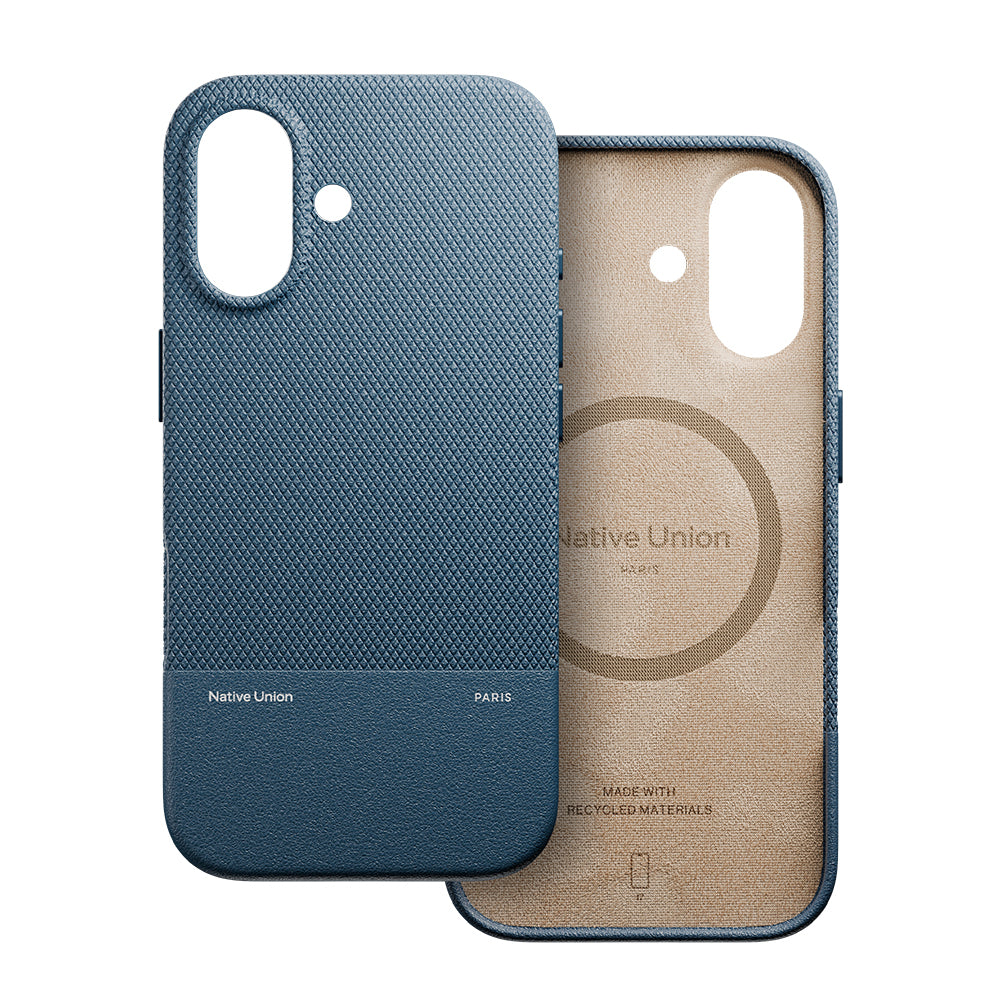 Apple iPhone 17 Kılıf M-safe Şarj Özellikli Deri Dokulu Native Union RE Classic Serisi Kapak Lacivert