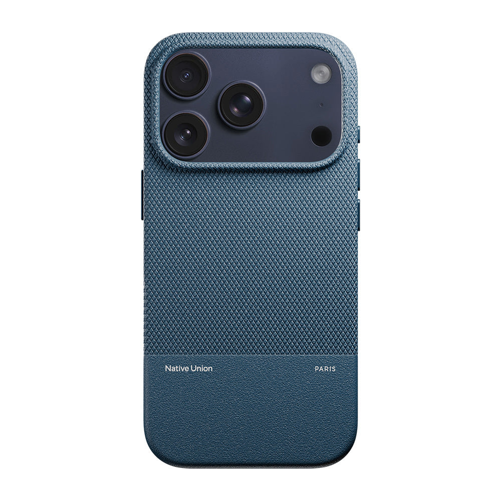 Apple iPhone 17 Pro Kılıf M-safe Şarj Özellikli Deri Dokulu Native Union RE Classic Serisi Kapak Lacivert