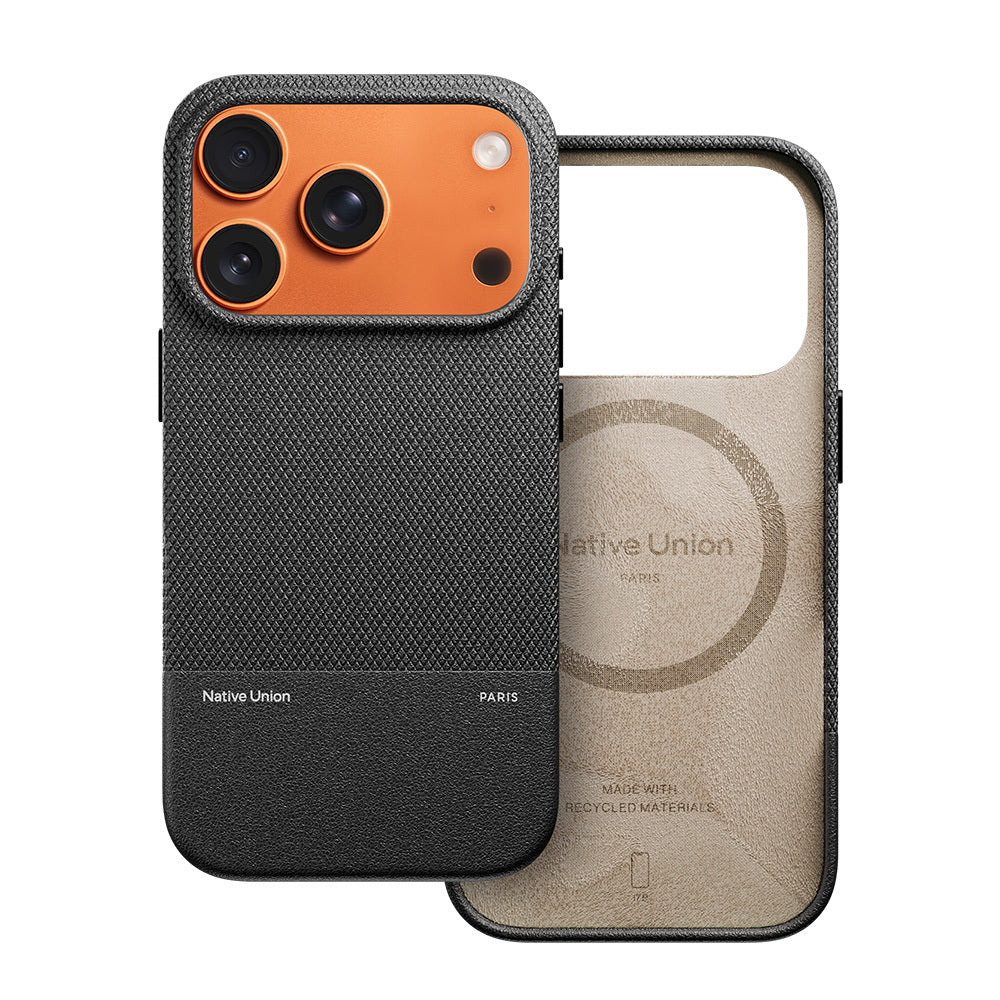 Apple iPhone 17 Pro Kılıf M-safe Şarj Özellikli Deri Dokulu Native Union RE Classic Serisi Kapak Siyah