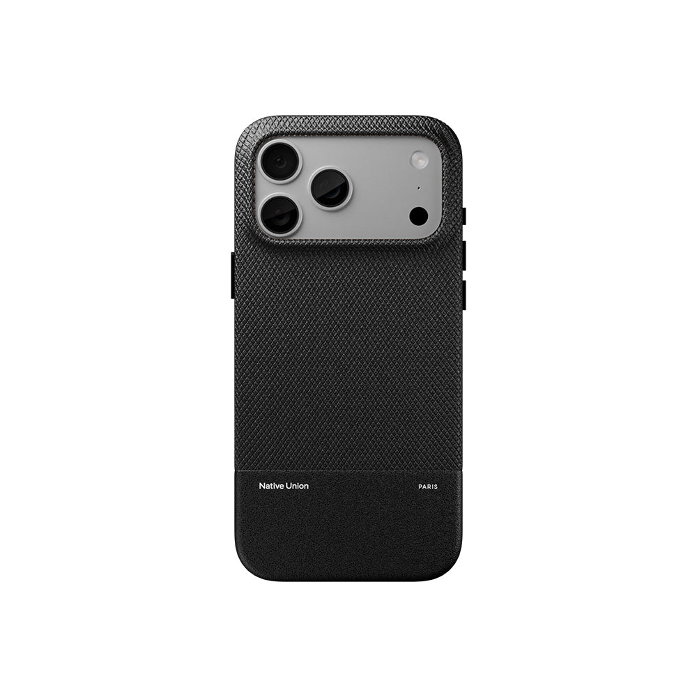 Apple iPhone 18 Pro Kılıf M-safe Şarj Özellikli Deri Dokulu Native Union RE Classic Serisi Kapak Siyah