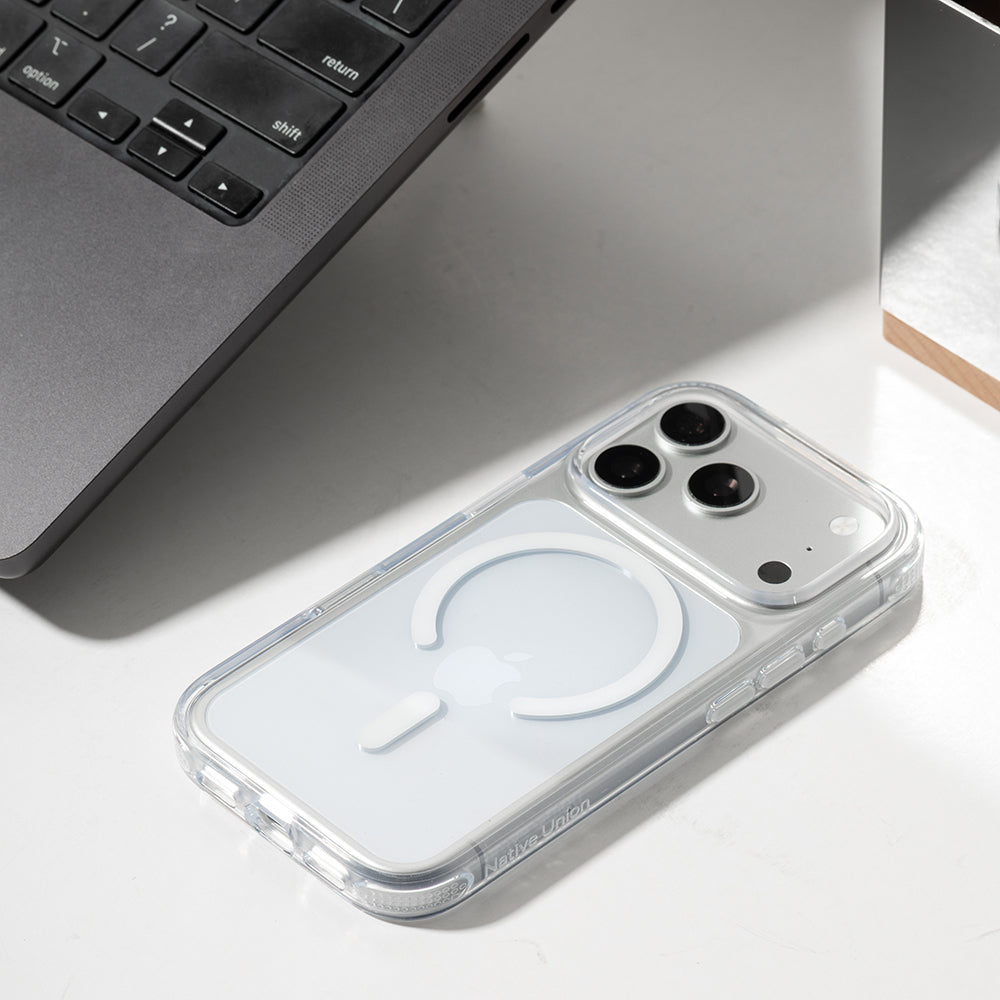Apple iPhone 18 Pro Max Kılıf M-safe Şarj Özellikli Native Union Airbag Tasarımlı RE Clear Serisi Kapak Şeffaf
