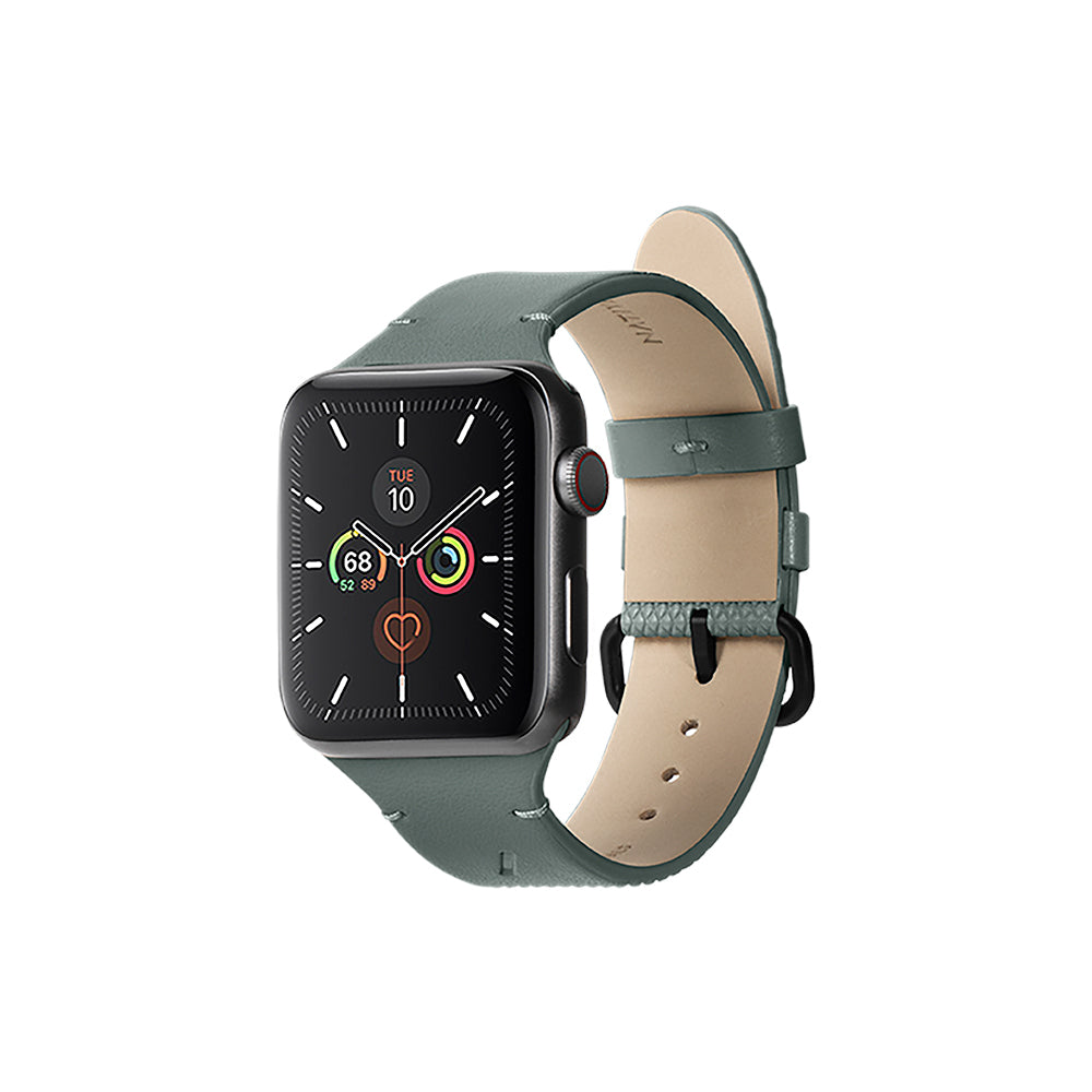 Apple Watch Native Union Classic Serisi yeşil bitki bazlı silikon kordon ön görünüm
