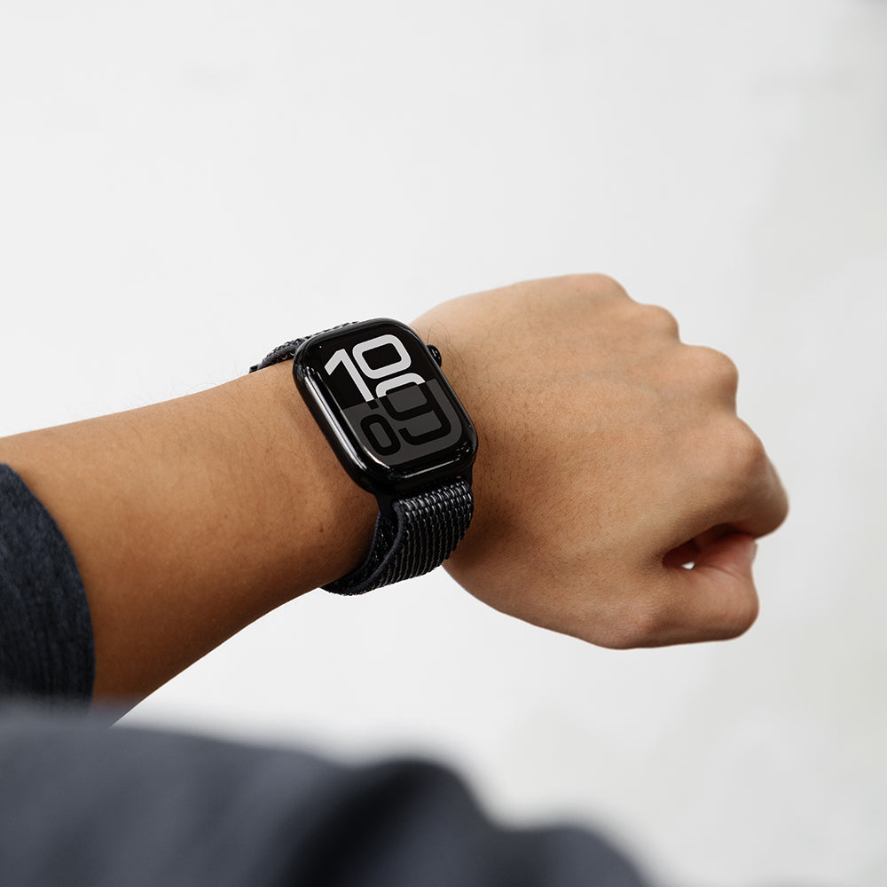 Apple Watch 7 45mm Native Union Active Watch Loop Serisi Hasır Kordon Siyah