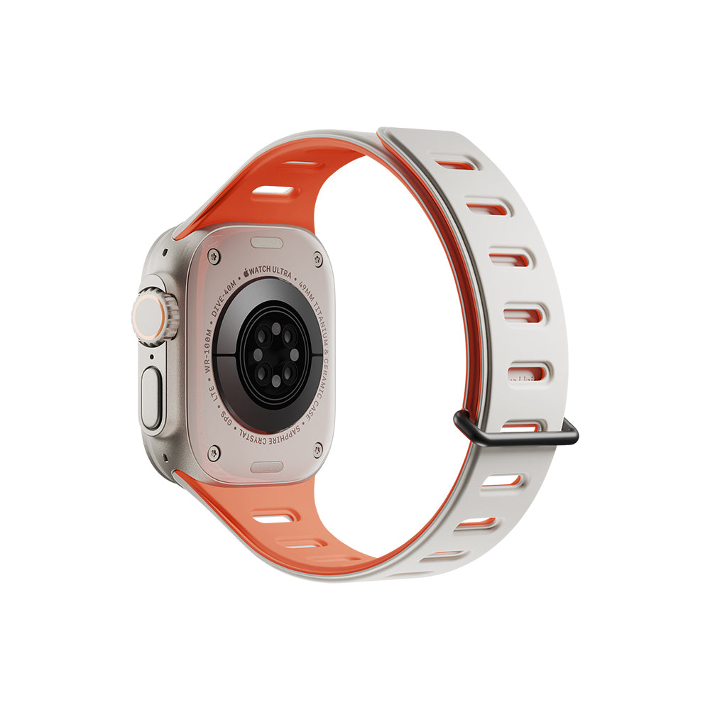 Apple Watch Ultra 49mm Native Union Active Watch Band Serisi Silikon Kordon Turuncu-Gri