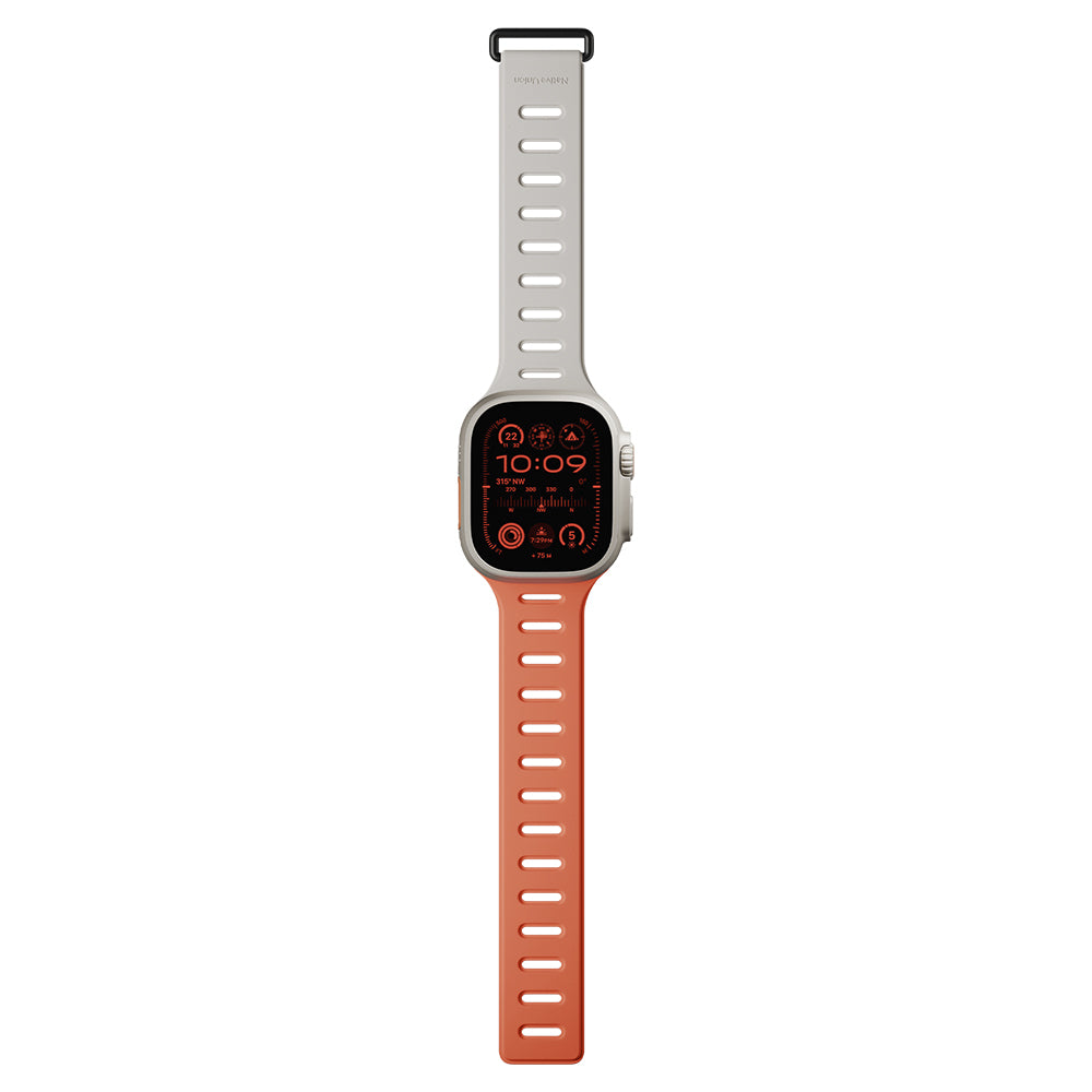 Apple Watch Ultra 49mm Native Union Active Watch Band Serisi Silikon Kordon Turuncu-Gri