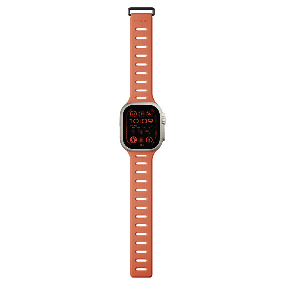 Apple Watch Ultra 49mm Native Union Active Watch Band Serisi Silikon Kordon Turuncu-Gri