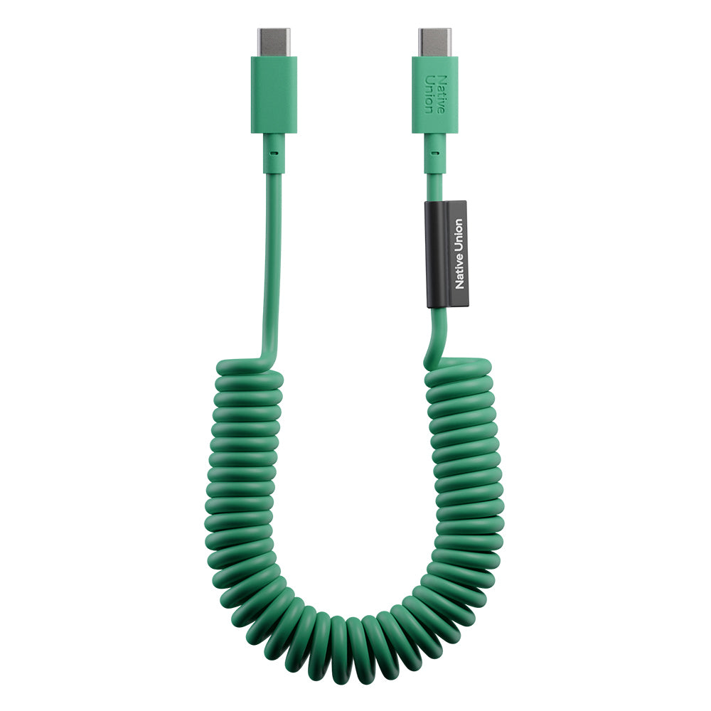Native Union POP Serisi Type-C to Type-C Spiralli Şarj Kablosu 60W 1.2M Yeşil