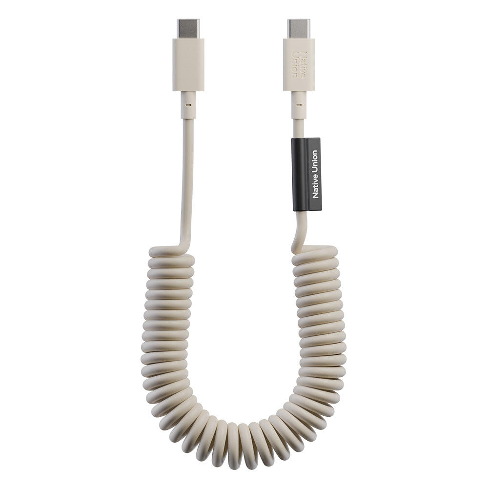 Native Union POP Serisi Type-C to Type-C Spiralli Şarj Kablosu 60W 1.2M Krem