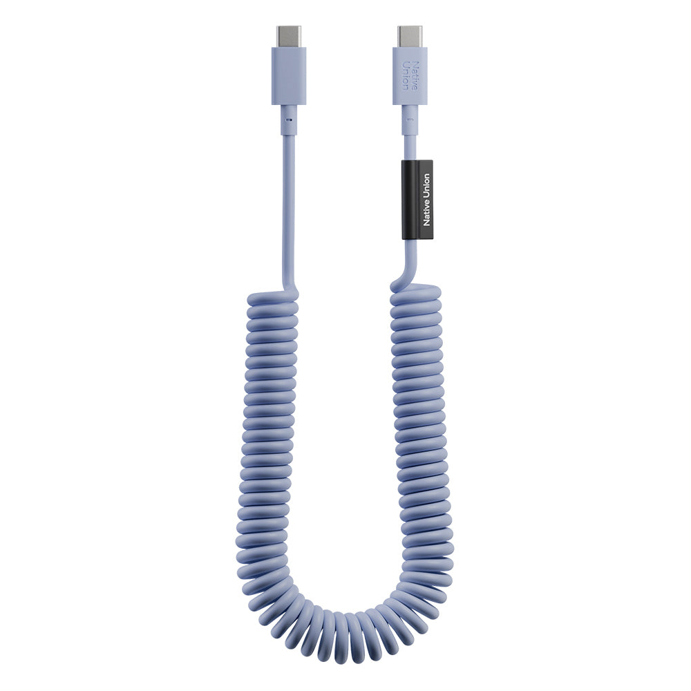 Native Union POP Serisi Type-C to Type-C Spiralli Şarj Kablosu 60W 2.4M Açık Mavi