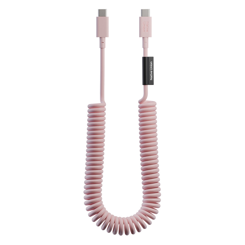 Native Union POP Serisi Type-C to Type-C Spiralli Şarj Kablosu 60W 2.4M Pembe